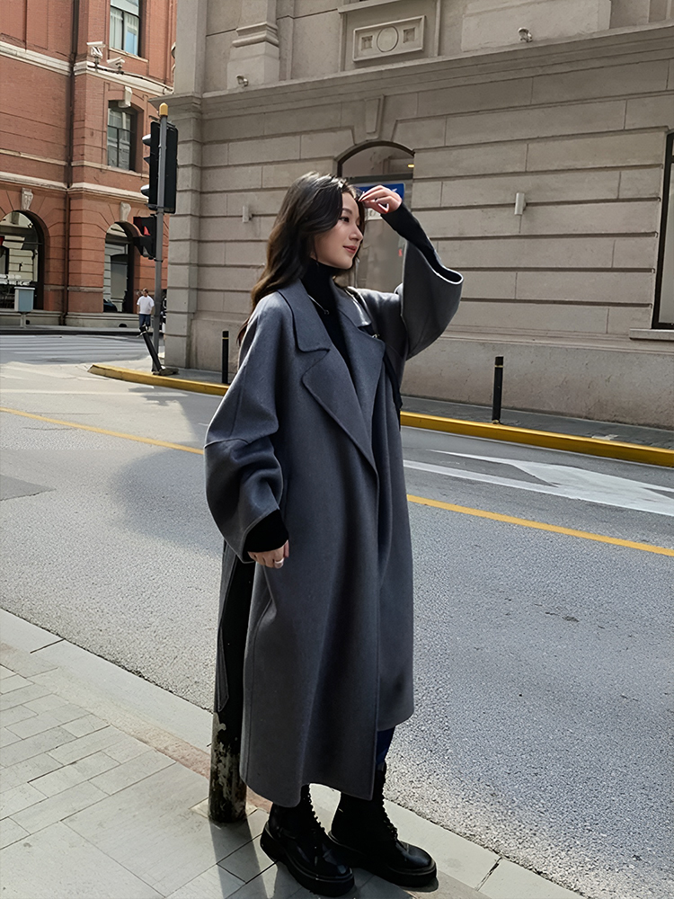 Red Reversible Cashmere Coat for Women - Autumn Winter 2024 Petite High-End Woolen Bathrobe Style Outerwear Red Reversible Cashmere Coat for Women - Autumn Winter 2024 Petite High-End Woolen Bathrobe Style Outerwear