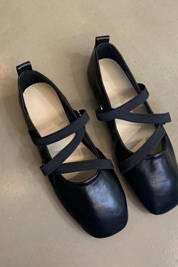 Red Sheepskin Mary Jane Flat Shoes for Women - French Cross Strap Shallow Mouth Evening Ballet Style