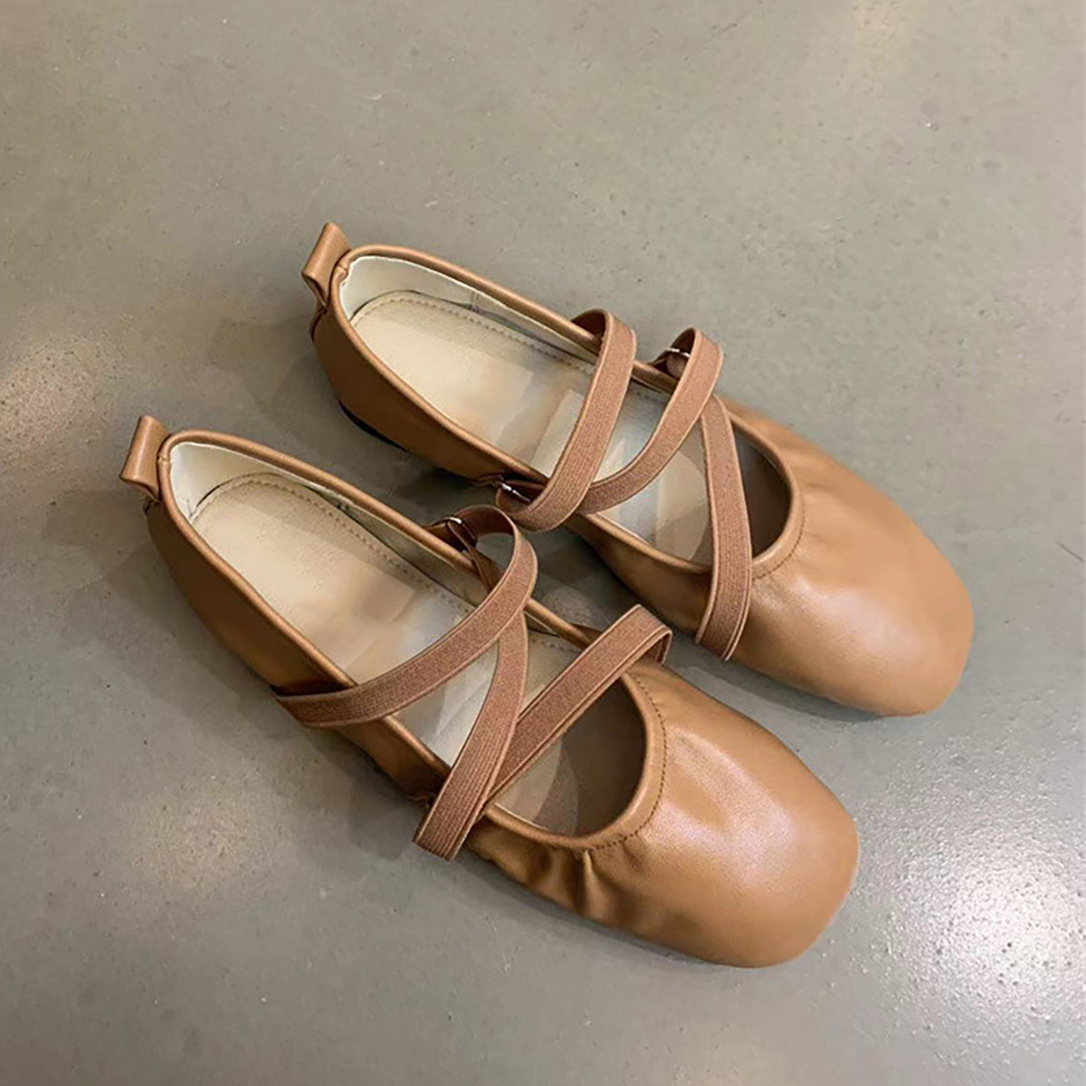 Red Sheepskin Mary Jane Flat Shoes for Women - French Cross Strap Shallow Mouth Evening Ballet Style Red Sheepskin Mary Jane Flat Shoes for Women - French Cross Strap Shallow Mouth Evening Ballet Style