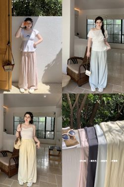 Relaxed Casual Wide-Leg Pants for Comfort - Loose Draping Long Pants Ideal for Air Conditioning and Everyday Wear