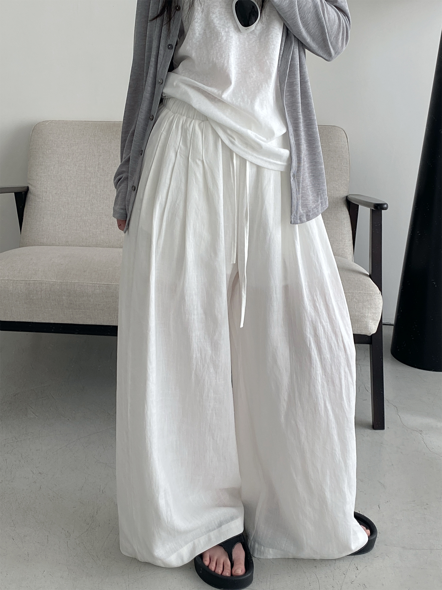 Relaxed Wide-Leg Linen Casual Pants - Comfortable Breathable Floor-Length Draping Trousers for Effortless Old Money Style Relaxed Wide-Leg Linen Casual Pants - Comfortable Breathable Floor-Length Draping Trousers for Effortless Old Money Style