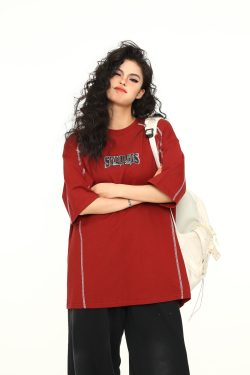 Retro American A-Z Letter Short Sleeve T-Shirt for Men and Women, Loose Fit Reverse Cut Tee, Vintage Style Fashion