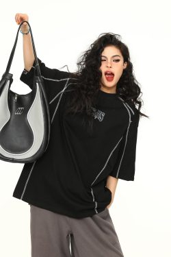 Retro American A-Z Letter Short Sleeve T-Shirt for Men and Women, Loose Fit Reverse Cut Tee, Vintage Style Fashion