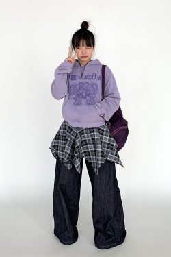 Retro American Curved Blade Split Wide-Leg Jeans - Niche Design Loose Casual Straight Pants for Y2K and 90s Style Fashion
