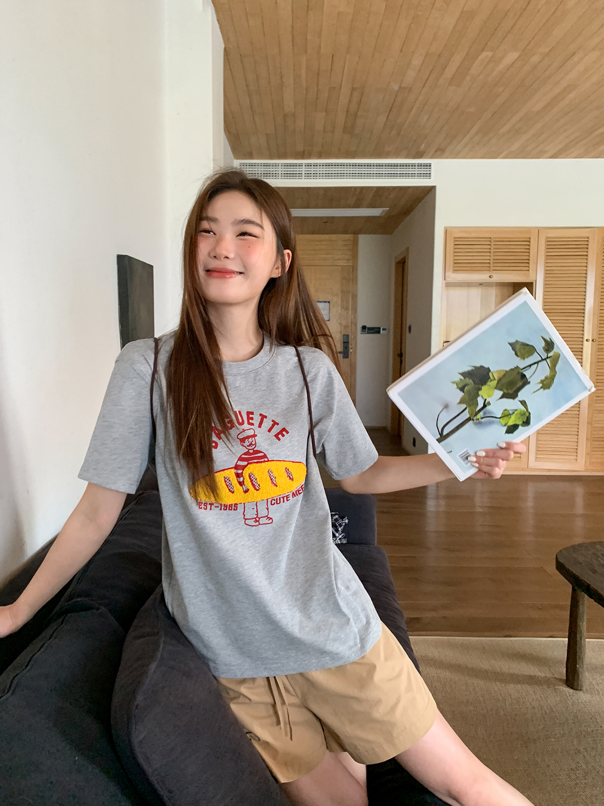 Retro American Hot Dog Embroidered T-Shirt for Women, Summer Loose-Fit Pure Cotton Top, Casual 90s Style Retro American Hot Dog Embroidered T-Shirt for Women, Summer Loose-Fit Pure Cotton Top, Casual 90s Style