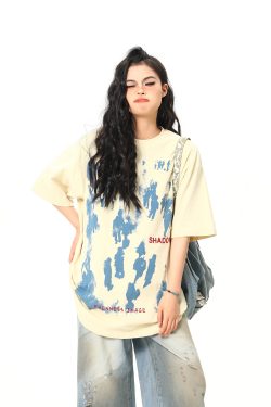 Retro American Life Graphic Printed Short Sleeve T-Shirt for Men and Women, Summer Casual Pure Cotton Couple Tee