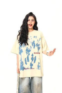 Retro American Life Graphic Printed Short Sleeve T-Shirt for Men and Women, Summer Casual Pure Cotton Couple Tee