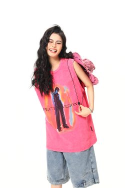 Retro American Sleeveless Vest for Summer - Trendy Street Style Shoulder Top in Wild A-Zi Design