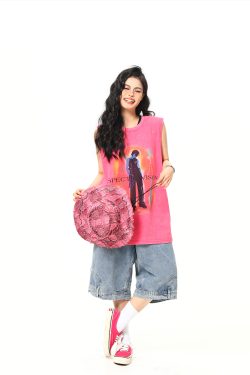 Retro American Sleeveless Vest for Summer - Trendy Street Style Shoulder Top in Wild A-Zi Design