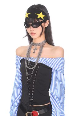 Retro American Style Color Block Fitness Headband for Men and Women - Five-Pointed Star Design, Y2K Sports Accessories