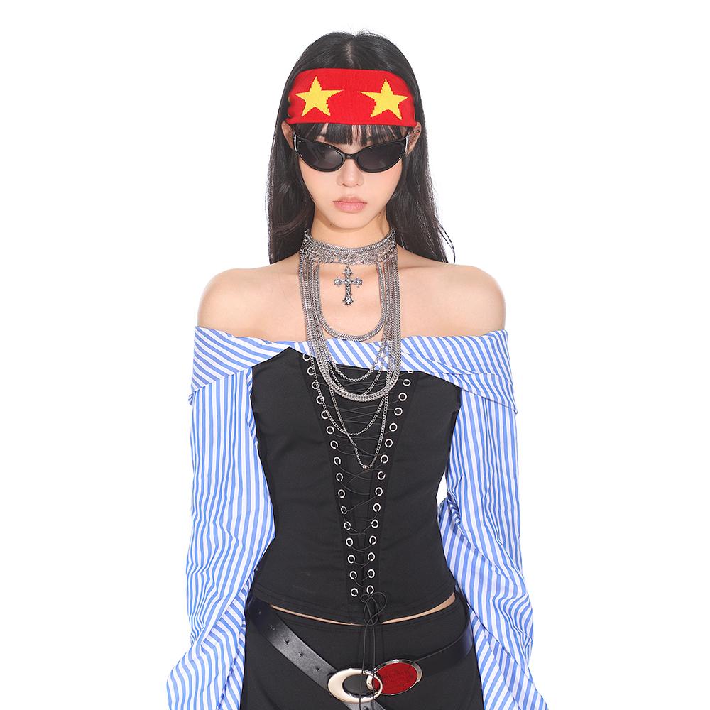 Retro American Style Color Block Fitness Headband for Men and Women - Five-Pointed Star Design, Y2K Sports Accessories Retro American Style Color Block Fitness Headband for Men and Women - Five-Pointed Star Design, Y2K Sports Accessories