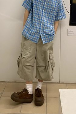 Retro American-Style Loose Wide-Leg Cargo Pants with Large Pockets for Men and Women - Summer Casual Functional Shorts