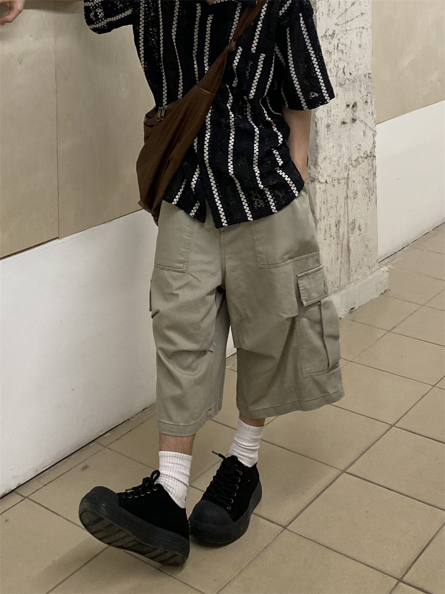 Retro American-Style Loose Wide-Leg Cargo Pants with Large Pockets for Men and Women - Summer Casual Functional Shorts Retro American-Style Loose Wide-Leg Cargo Pants with Large Pockets for Men and Women - Summer Casual Functional Shorts