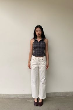 Retro Ankle-Length White Cow Print Capsule Pants - Mid-Low Waist Small Straight Fit, Hip-Enhancing Style, Soap-Scented Design