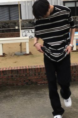 Retro Black and White Striped Short Sleeve Cotton T-Shirt for Men and Women - Oversized College Style Summer Top