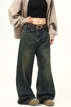 Retro Blue Loose Straight-Leg Jeans for Men and Women - Versatile American-Style Wide-Leg Casual Pants