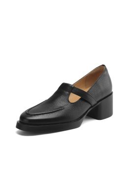 Retro British Style Thick-Soled Mary Jane Loafers for Women - Versatile Casual Leather Shoes with Italian Flair