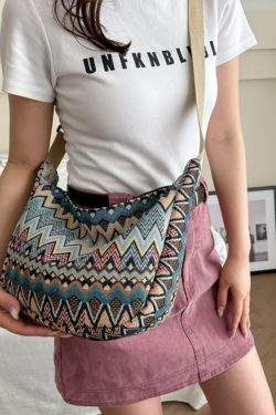 Retro Canvas Crossbody Bag for Women - Ethnic Fashion Versatile Shoulder Dumpling Bag in Lazy Style