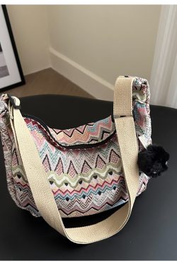 Retro Canvas Crossbody Bag for Women - Ethnic Fashion Versatile Shoulder Dumpling Bag in Lazy Style