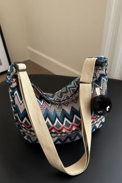 Retro Canvas Crossbody Bag for Women - Ethnic Fashion Versatile Shoulder Dumpling Bag in Lazy Style