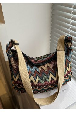 Retro Canvas Crossbody Bag for Women - Ethnic Fashion Versatile Shoulder Dumpling Bag in Lazy Style