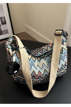 Retro Canvas Crossbody Bag for Women - Ethnic Fashion Versatile Shoulder Dumpling Bag in Lazy Style