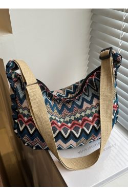 Retro Canvas Crossbody Bag for Women - Ethnic Fashion Versatile Shoulder Dumpling Bag in Lazy Style