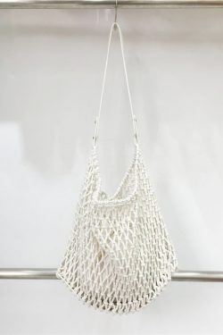 Retro Casual Cotton Rope Woven Shoulder Bag - Hollow Fishing Net Design, Large Fashion Tote for 2024