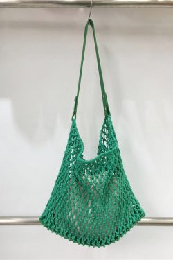 Retro Casual Cotton Rope Woven Shoulder Bag - Hollow Fishing Net Design, Large Fashion Tote for 2024