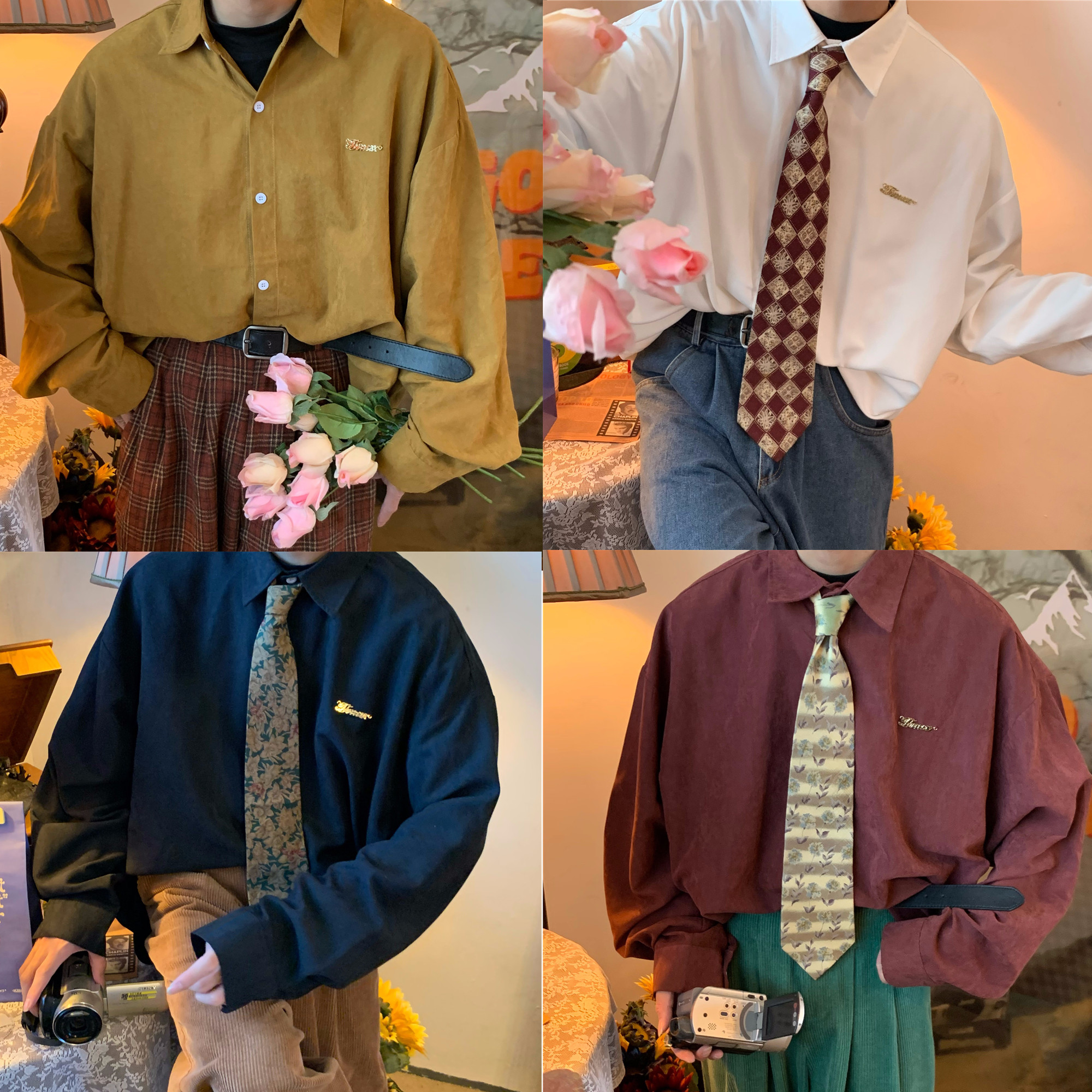 Retro Casual Solid Color Long Sleeve Shirt - Versatile Loose Fit Layering Top for Spring 2024 Retro Casual Solid Color Long Sleeve Shirt - Versatile Loose Fit Layering Top for Spring 2024