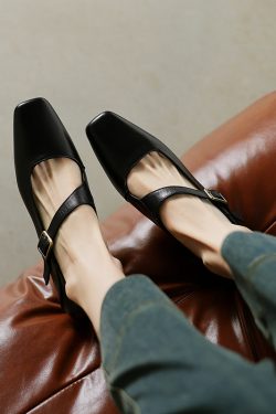 Retro Chinese Style Qipao Flat Mouth Single Shoes for Women - Sweet Slim Fit Genuine Leather Deer and Nara Literary Design