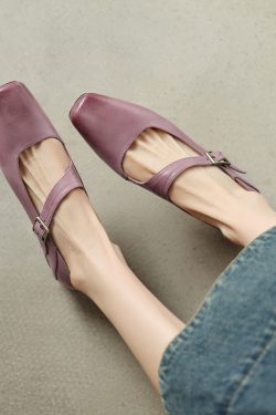 Retro Chinese Style Qipao Flat Mouth Single Shoes for Women - Sweet Slim Fit Genuine Leather Deer and Nara Literary Design