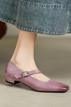 Retro Chinese Style Qipao Flat Mouth Single Shoes for Women - Sweet Slim Fit Genuine Leather Deer and Nara Literary Design