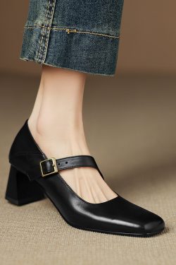 Retro Chinese Style Qipao Flat Mouth Single Shoes for Women - Sweet Slim Fit Genuine Leather Deer and Nara Literary Design