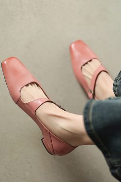 Retro Chinese Style Qipao Flat Mouth Single Shoes for Women - Sweet Slim Fit Genuine Leather Deer and Nara Literary Design