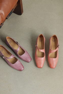 Retro Chinese Style Qipao Flat Mouth Single Shoes for Women - Sweet Slim Fit Genuine Leather Deer and Nara Literary Design