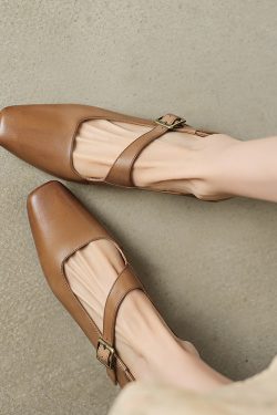 Retro Chinese Style Qipao Flat Mouth Single Shoes for Women - Sweet Slim Fit Genuine Leather Deer and Nara Literary Design