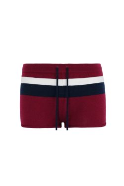 Retro Color-Blocked Wide Stripe Knitted Shorts - Y2K-Inspired Summer Fashion