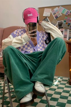 Retro Corduroy Casual Pants for Couples - Japanese Streetwear Loose Wide-Leg Design - Hong Kong Style Fashion