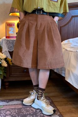 Retro Corduroy Wide-Leg Shorts for Summer - Unisex Casual Loose Fit Straight Pants
