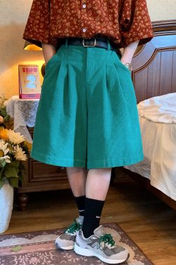 Retro Corduroy Wide-Leg Shorts for Summer - Unisex Casual Loose Fit Straight Pants