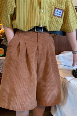 Retro Corduroy Wide-Leg Shorts for Summer - Unisex Casual Loose Fit Straight Pants