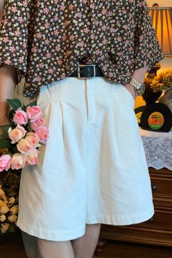 Retro Corduroy Wide-Leg Shorts for Summer - Unisex Casual Loose Fit Straight Pants