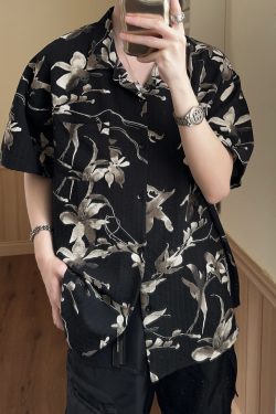 Retro Cuban Collar Floral Short-Sleeve Shirt for Men and Women - Vintage Loose Beach Style, Lightweight Summer Trend