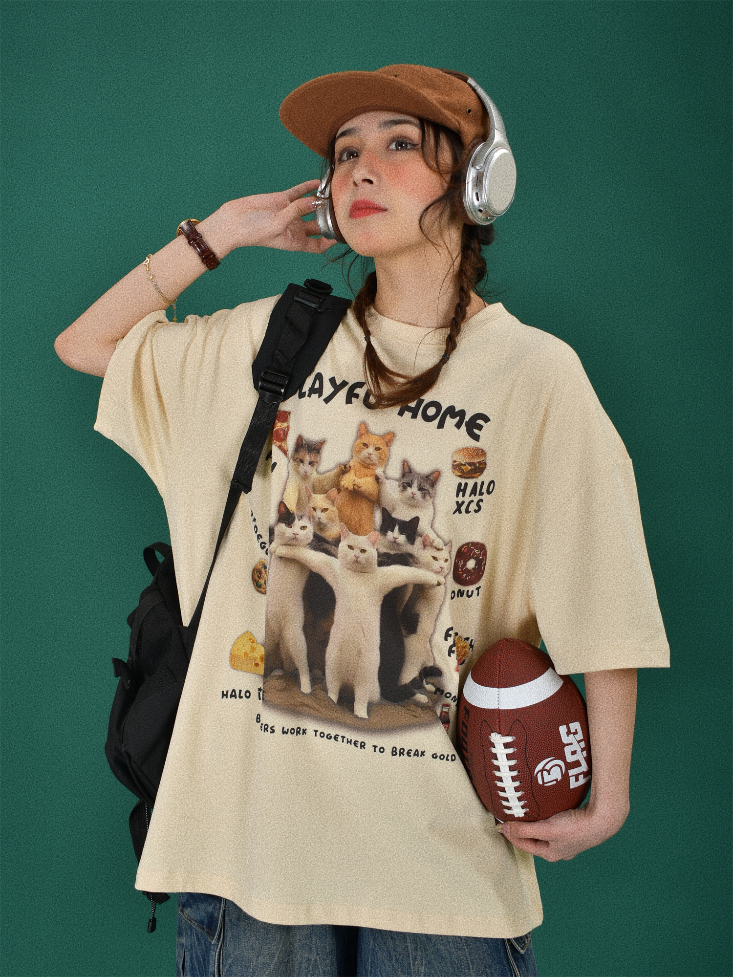 Retro Cute Cat Loose Short Sleeve T-Shirt for Women - 2024 Summer Cartoon Top in Y2K Style Retro Cute Cat Loose Short Sleeve T-Shirt for Women - 2024 Summer Cartoon Top in Y2K Style