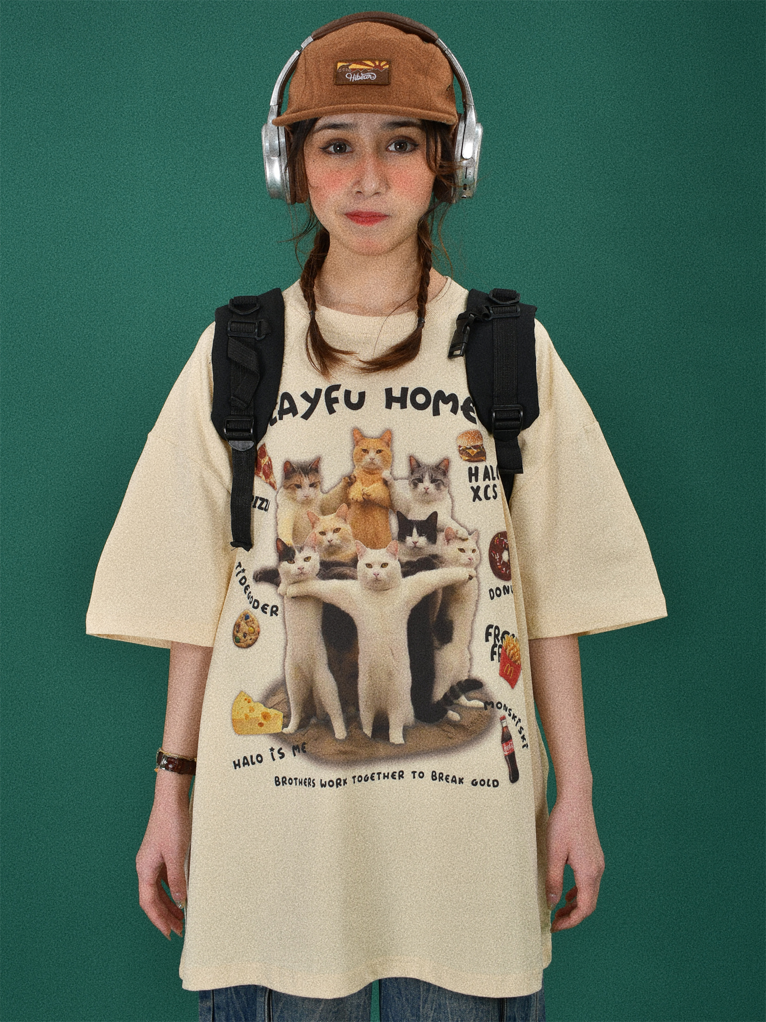 Retro Cute Cat Loose Short Sleeve T-Shirt for Women - 2024 Summer Cartoon Top in Y2K Style Retro Cute Cat Loose Short Sleeve T-Shirt for Women - 2024 Summer Cartoon Top in Y2K Style