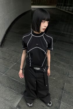 Retro Deconstructed Short-Sleeve Women's Summer T-Shirt - American Style Casual Slim Fit Top for Y2K Outdoor Fashion