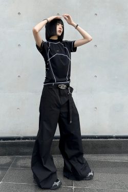 Retro Deconstructed Short-Sleeve Women's Summer T-Shirt - American Style Casual Slim Fit Top for Y2K Outdoor Fashion