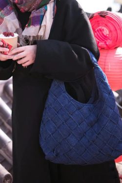 Retro Denim Blue Woven Tote Bag - Large Capacity Underarm Shoulder Handbag for Casual Everyday Use