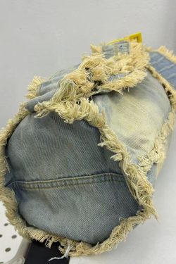 Retro Denim Shoulder Bag - Lazy Style Round Tube, Washed Frayed Tassel, Large Capacity Crossbody Canvas Bag for Commuting
